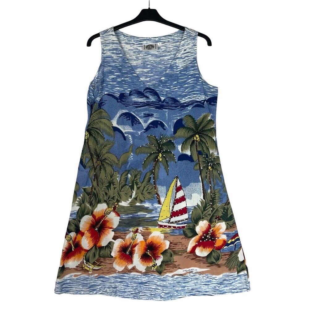 Vintage Tropical Mini Dress Beaded